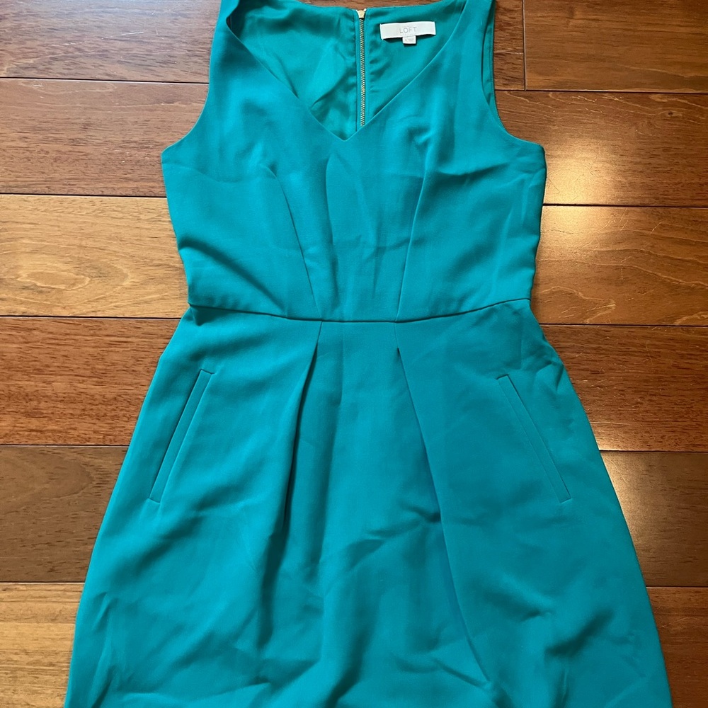 LOFT Teal Sleeveless Mini Dress